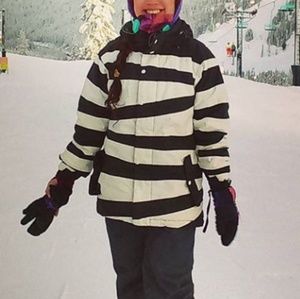 Black & White Striped Snowboard Jacket